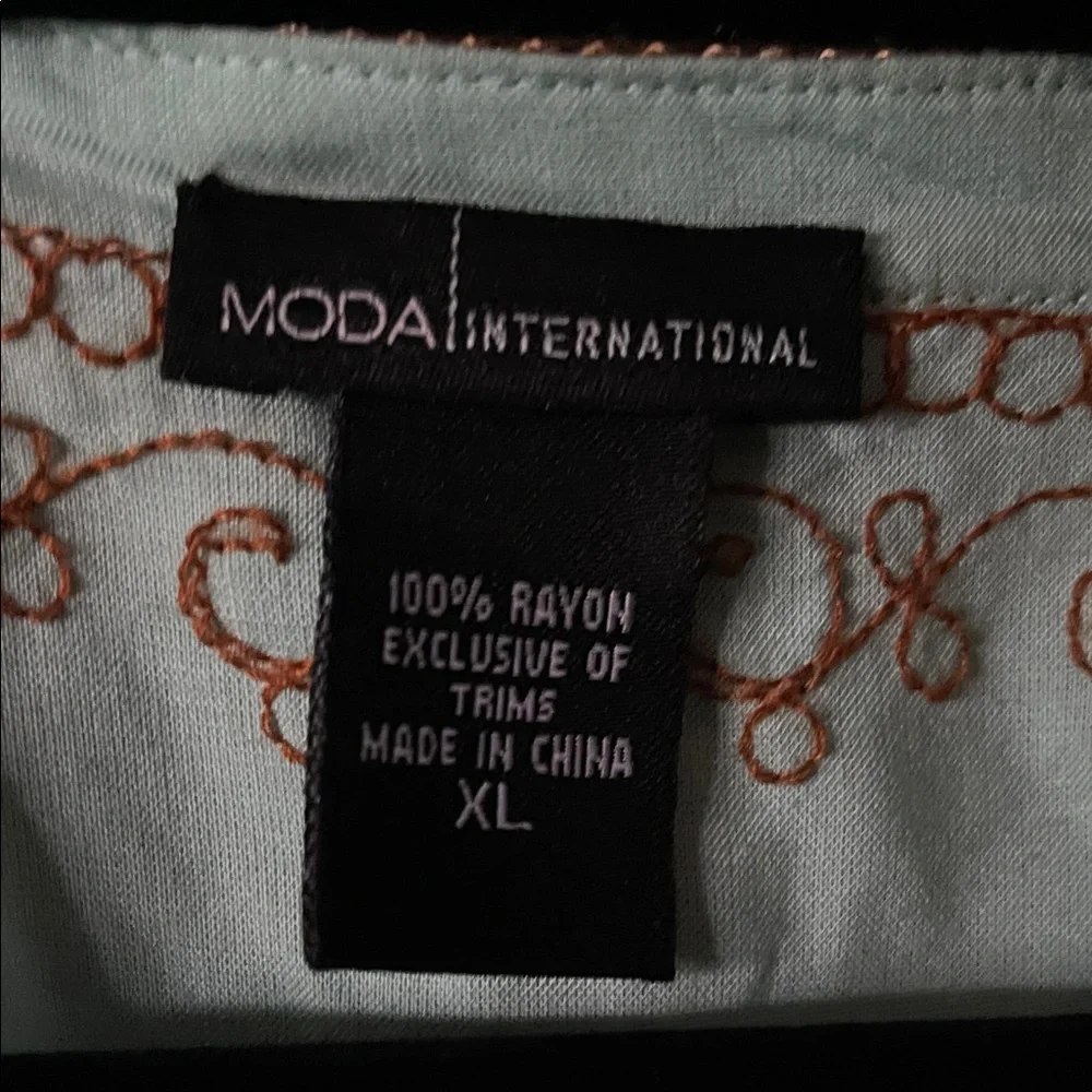 Moda International Turquoise Boho Dress with Brown Embroidery - Picture 2 of 7